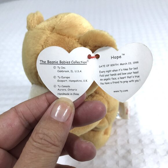 5/$25 Vintage Plush Praying Bear TY Beanie Babies 1999 Hope - Picture 6 of 8